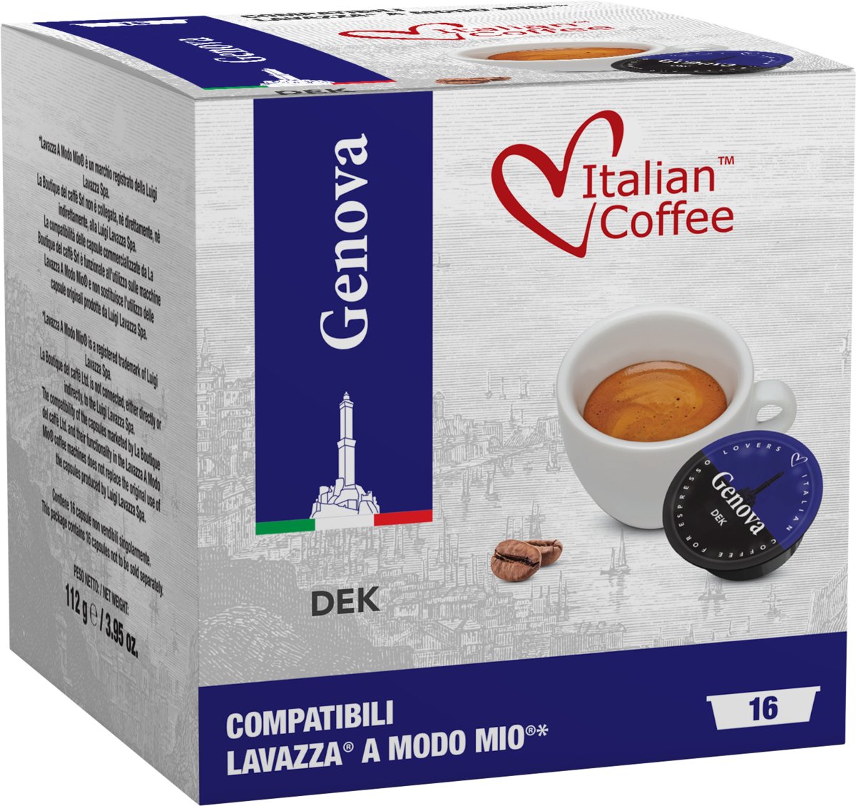 Italian Coffee Genova Decaffeinato 16 kapsułek do Lavazza A Modo Mio