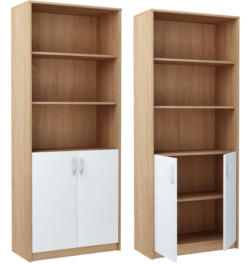 Regał MARK R007 Dąb Sonoma Biały 180x74x35 cm