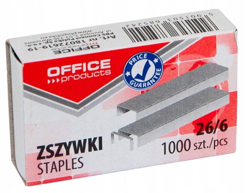OFFICE PRODUCTS Zszywki OFFICE PRODUCTS 26/6 1000szt 18072619-19