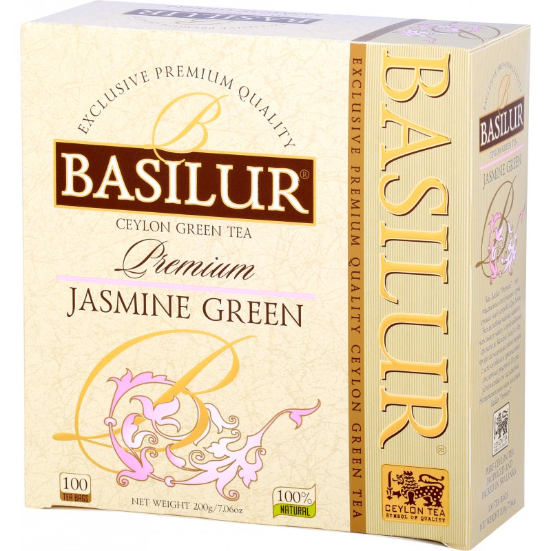 Basilur PREMIUM JASMINE GREEN zielona herbata CEJLOŃSKA jaśmin saszetki - 100 x 2 g