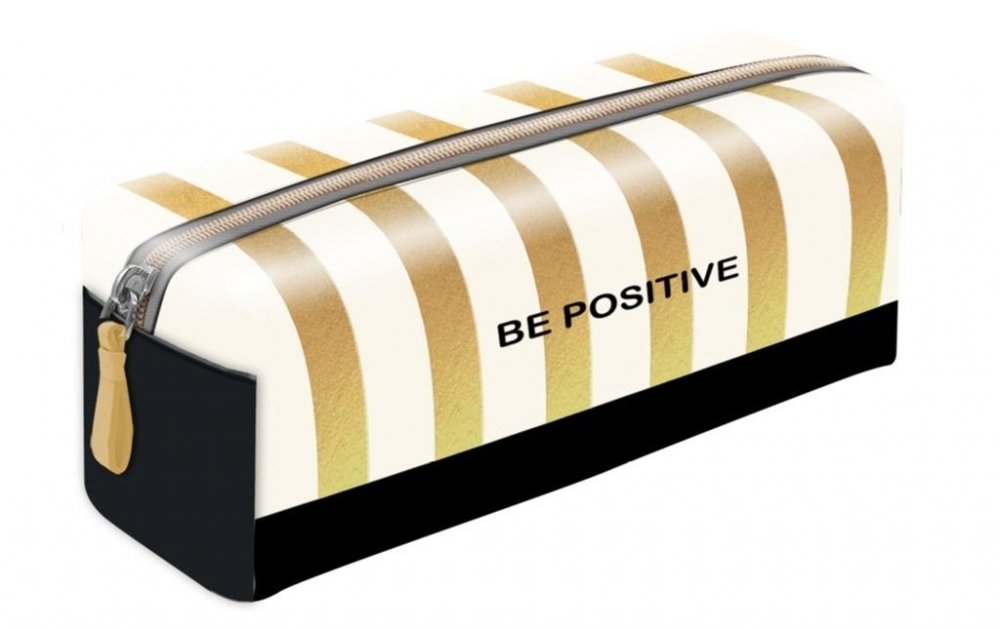 Piórnik tuba dla dziewczynki paski złote, Be Positive, Beniamin