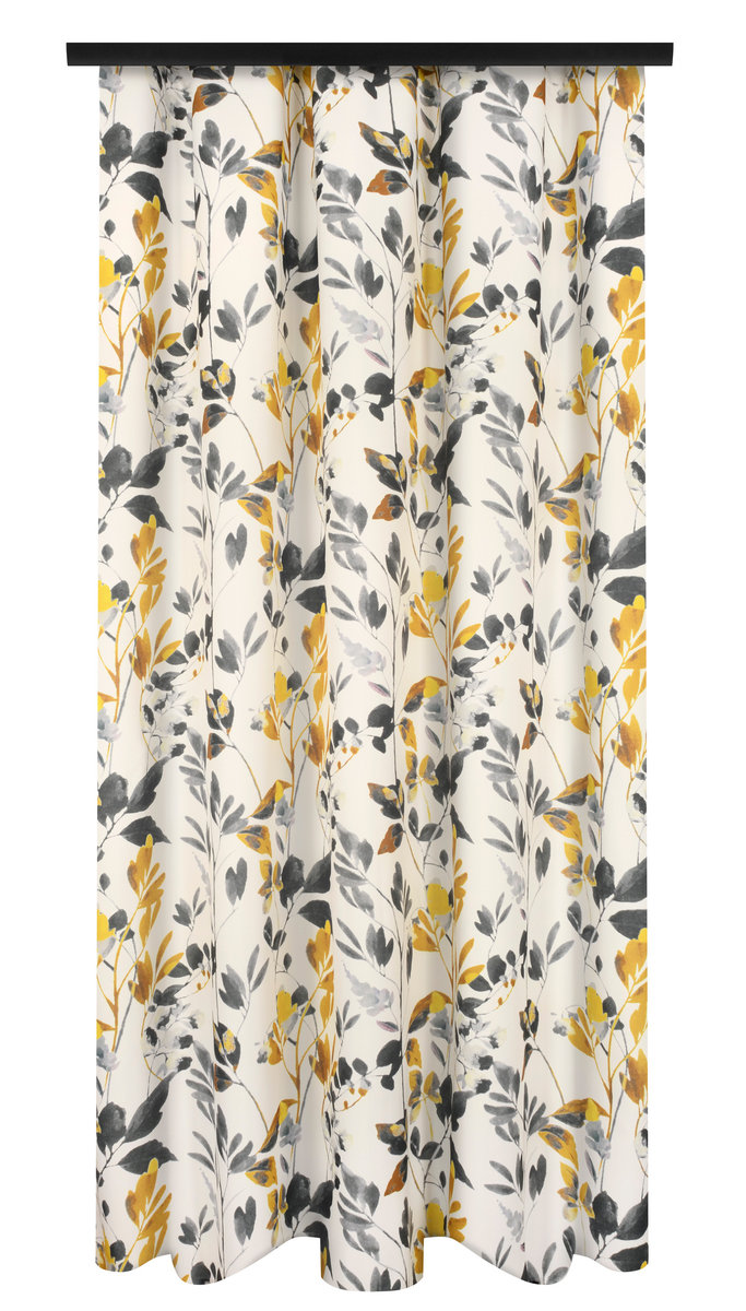 Zasłona gotowa na taśmie 140 x 240 szare liście