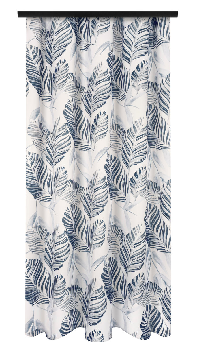 Zasłona gotowa na taśmie 140x240 szara liście