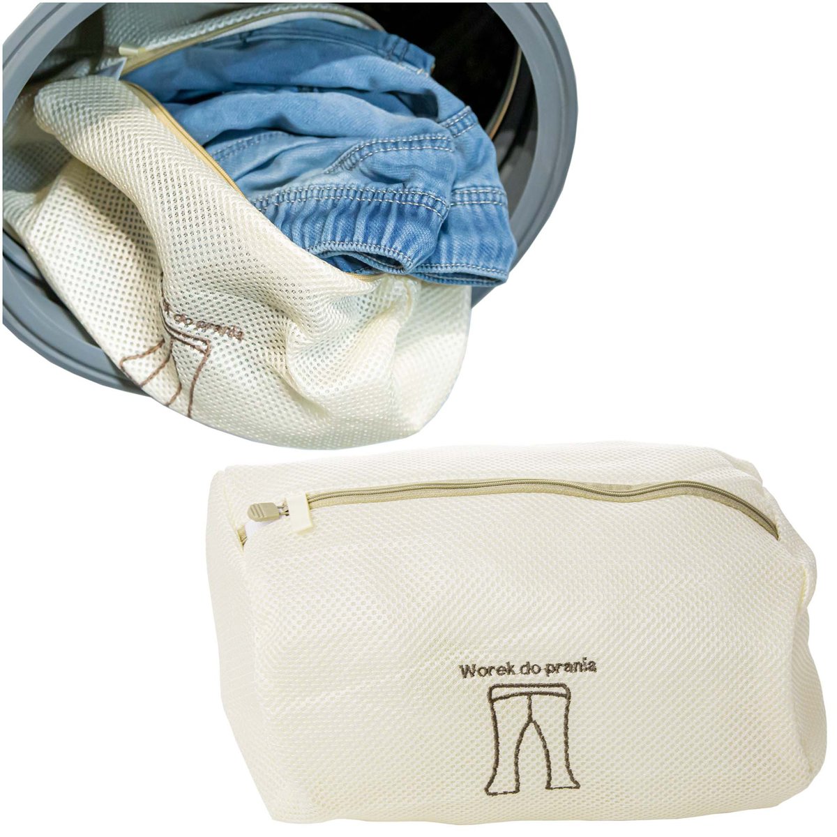 Worek Siatka Do Prania Bielizny Ubrań Spodni Owalna 32X20 Cm