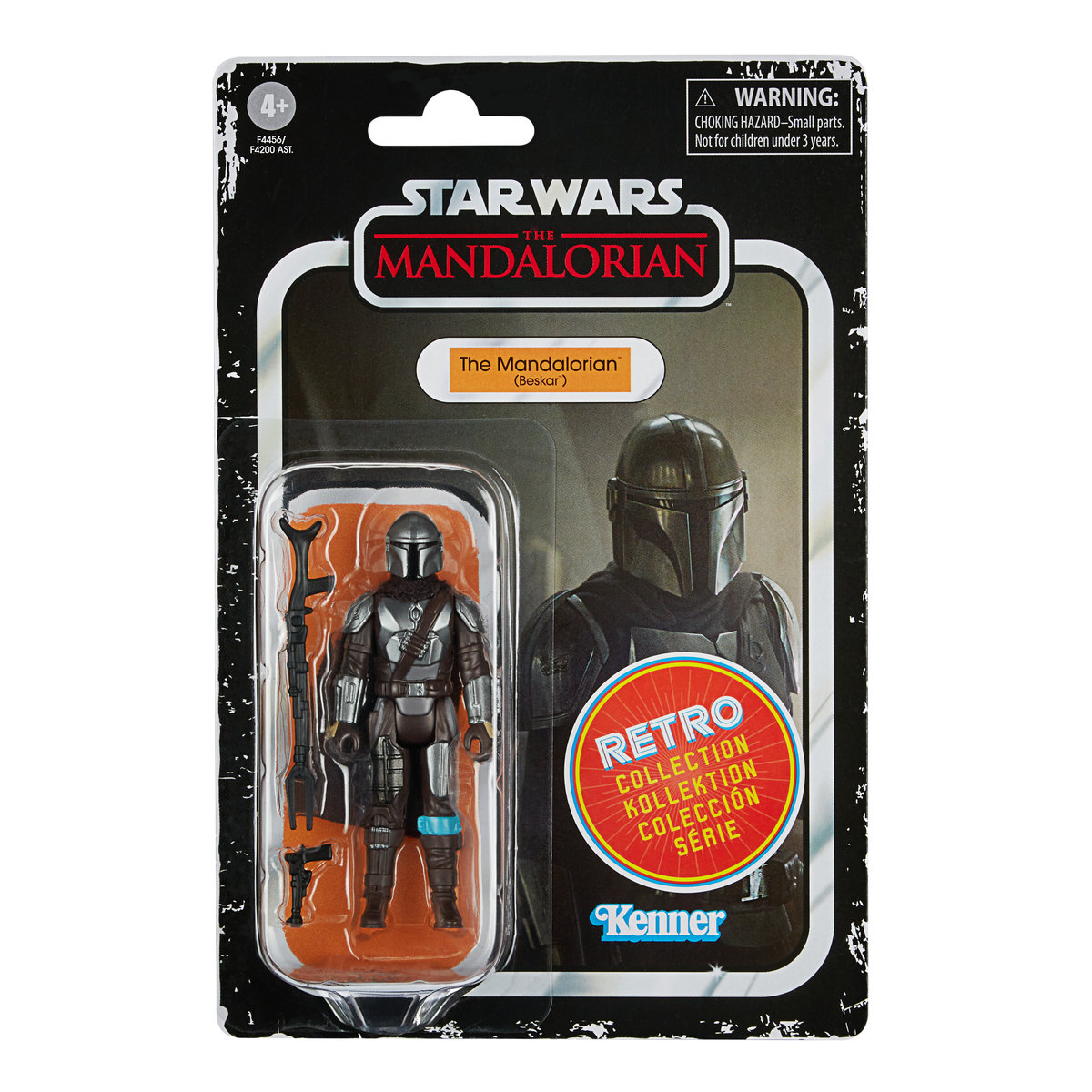 Hasbro Gwiezdne Wojny Kolekcja retro 'The Mandalorian (Beskar) zabawka 9,5 cm skala Gwiezdne Wojny: Mandaloriańska kolekcjonerska figurka akcji, akcesoria F4456