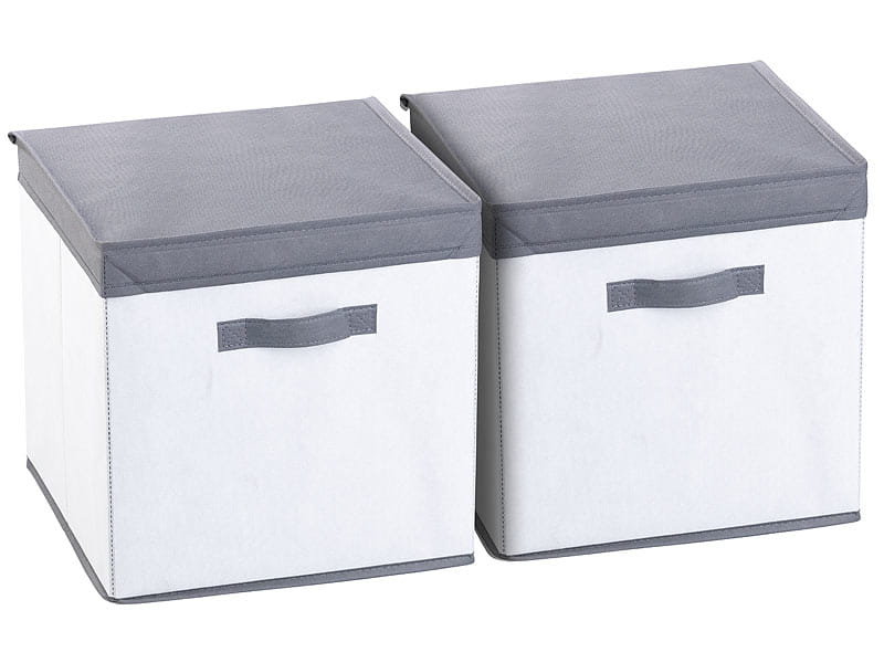 Zestaw 2 pudełek do przechowywania z pokrywą Pearl - biało-szary