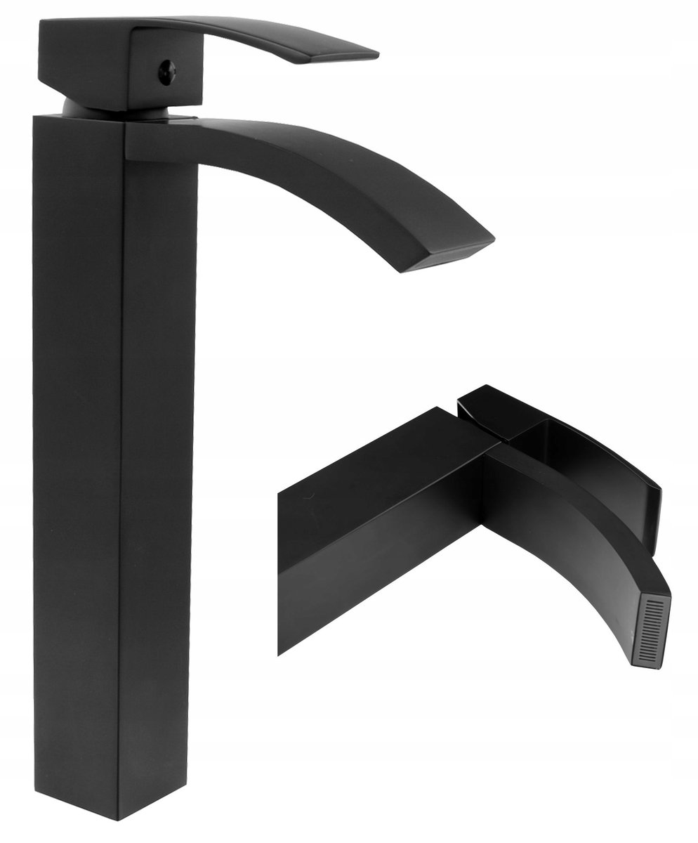 AXEL Kaskada Bateria Umywalkowa Nablatowa Wysoka Czarna