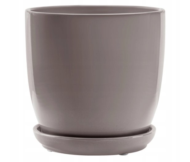 Doniczka Ceramiczna Z Podstawką 15 Cm Beżowa