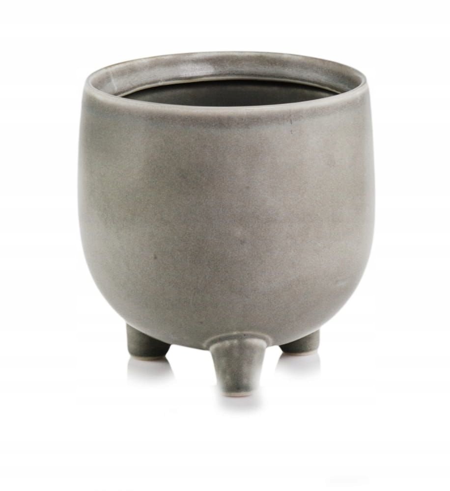 Donica ceramiczna na trzech nóżkach 14 cm kolor szary - z kolekcji SAVONA