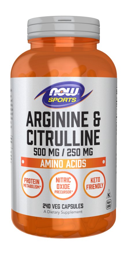 Now Foods NOW SPORTS Arginine & Citrulline 500/250 (Arginina i Cytrulina) 240 kapsułek wegetariańskich