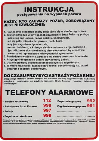 Instrukcja 1 Bhp Postępowania Na Wypadek Pożaru