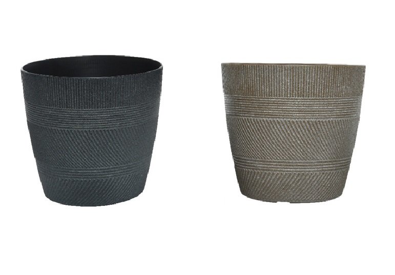 Doniczka Plastikowa Okrągła W Paski Mix 22 Cm