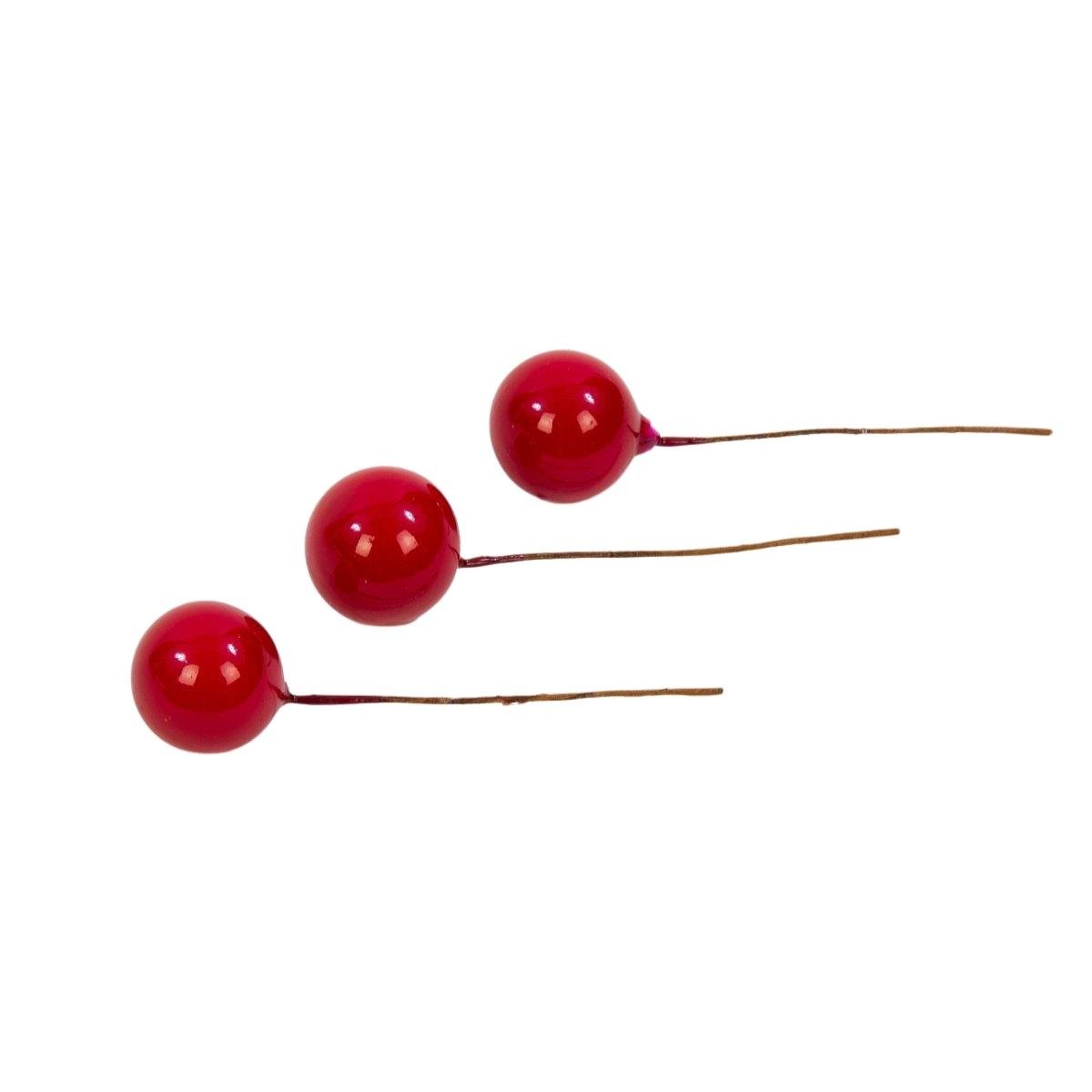 Owoce Pik Ozdobne 1,5 cm Czerwone 12 szt.