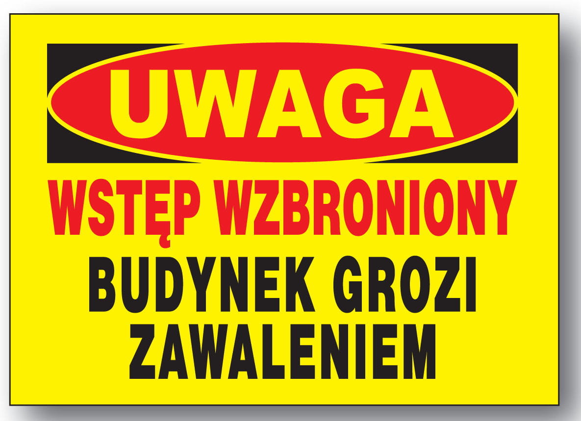 BTO-57 tablica budowlana BUDYNEK GROZI ZAWALENIEM
