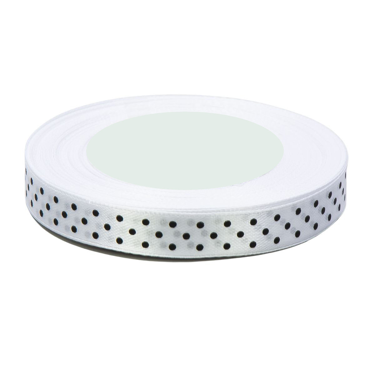 Wstążka Satynowa Biała W Kropki 12mm x 25y