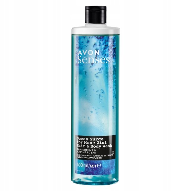 Avon Żel pod prysznic i owłosienie ciała dla mężczyzn Senses Ocean Surge 500 ml