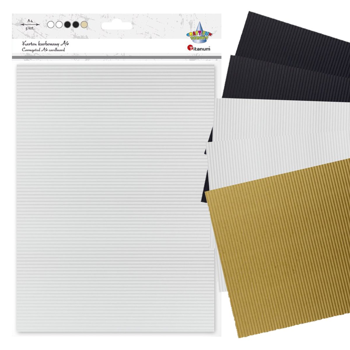 Karton karbowany A4 5 kolorów metalizowanych mix - Titanum
