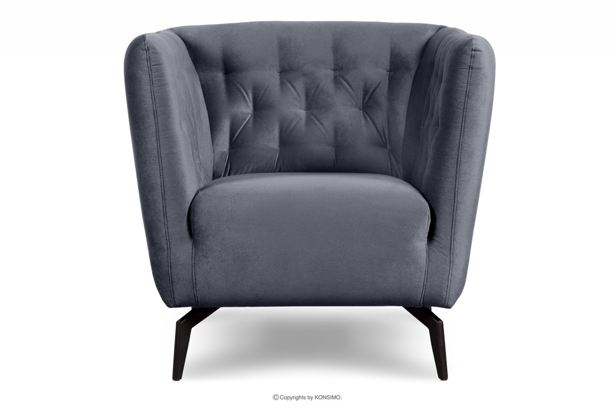 Elegancki pikowany fotel szary CORDI