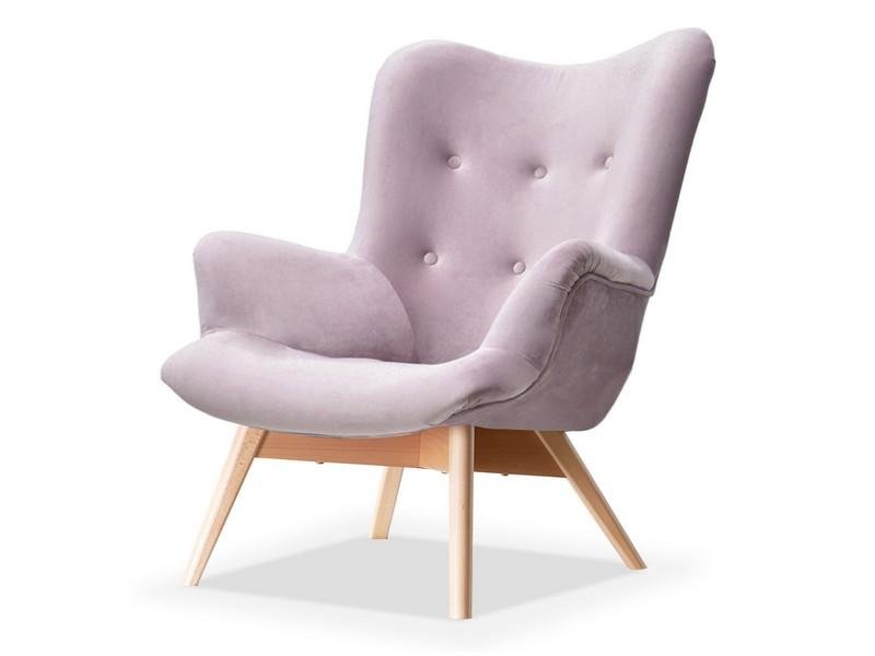 Elegancki Wygodny Fotel Do Odpoczynku Flori Liliowy Noga Buk