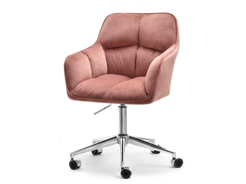 Elegancki Fotel Biurowy Do Kobiecego Biura Isla Pudrowy Róż Podstawa Chrom
