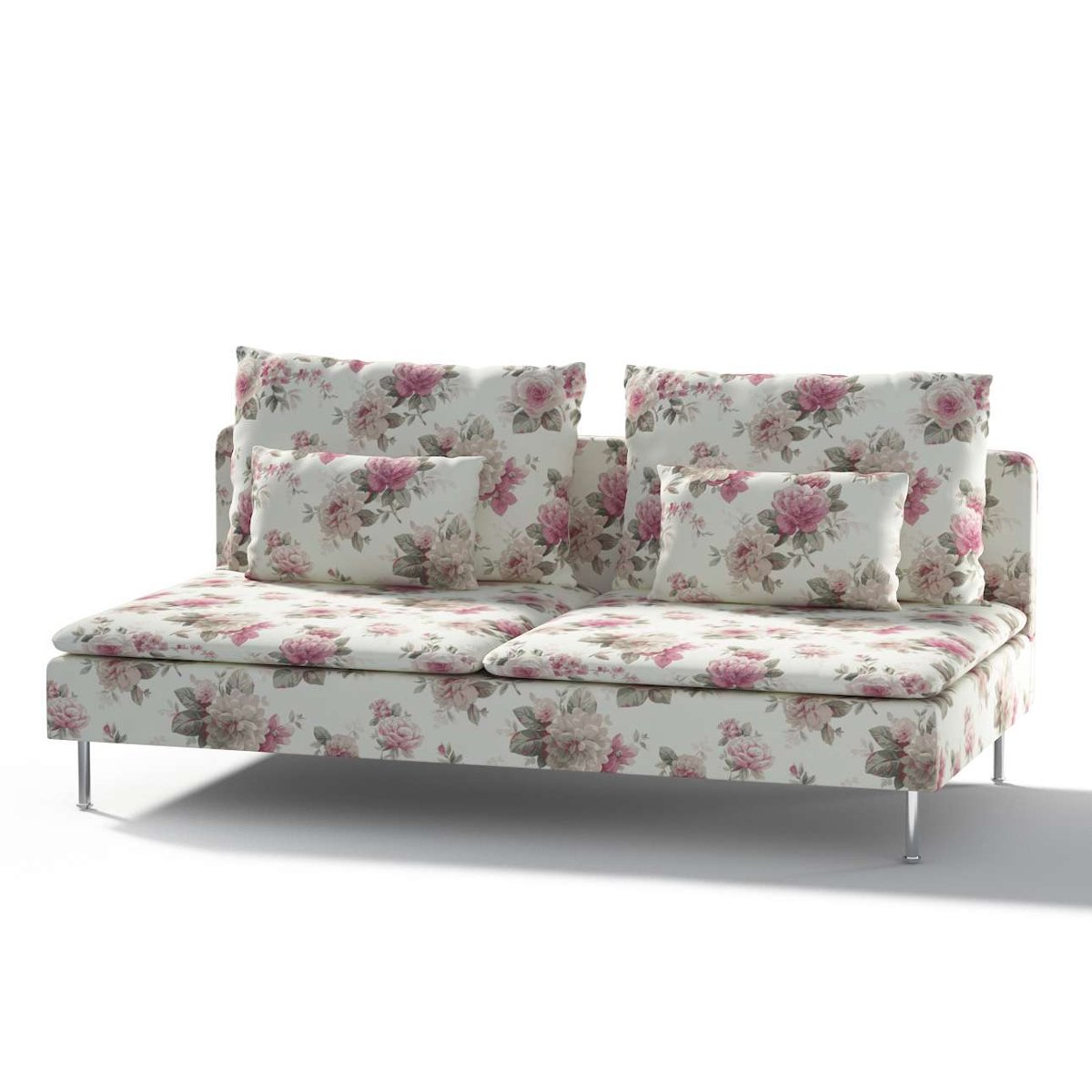 Dekoria pl pl Pokrowiec na moduł Söderhamn 3-osobowy różowo-beżowe róże na kremowym tle 186 x 99 x 83 cm Londres 1006-141-07