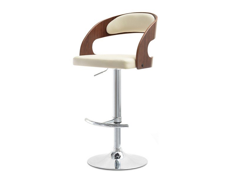 Stylowy Hoker Barowy Z Drewna I Ekoskóry Nr 22 Orzech Krem