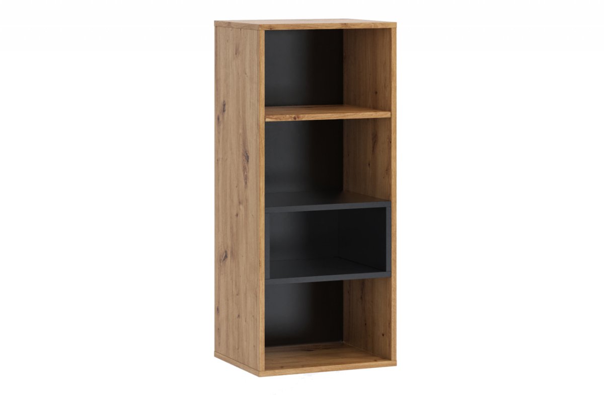 Elegancki regał wiszący dąb artisan, czarny PERLA