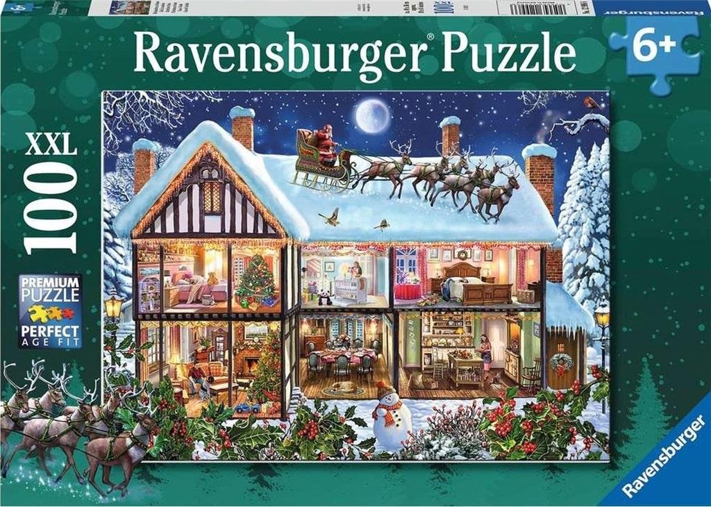 Ravensburger Kinderpuzzle 12996 - Weihnachten zu Hause 100 Teile XXL - Puzzle für Kinder ab 6 Jahren