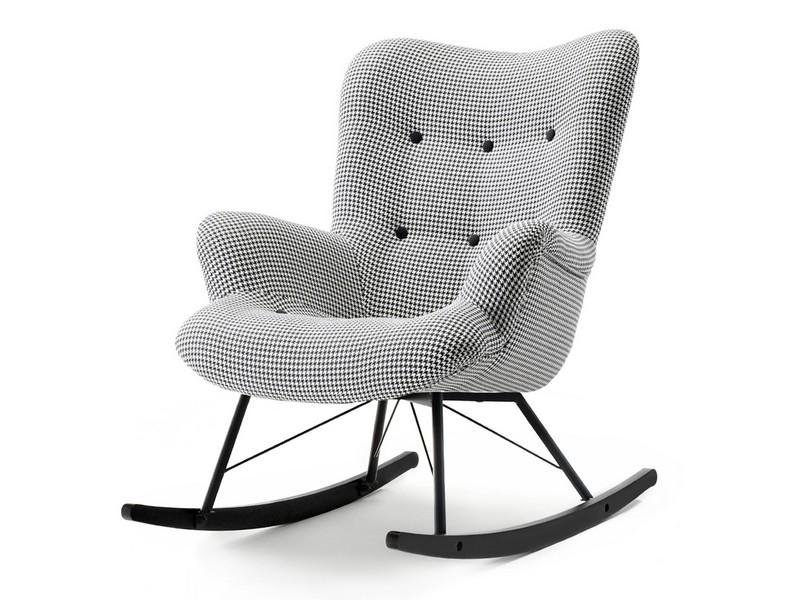 Skoandynawski Fotel Bujany W Pepitke Lauren Na Czarnych Płozach