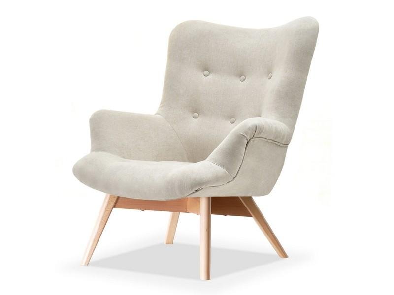 Fotel Do Wnętrz Skandynawskich Flori Piaskowy Na Nogach Buk