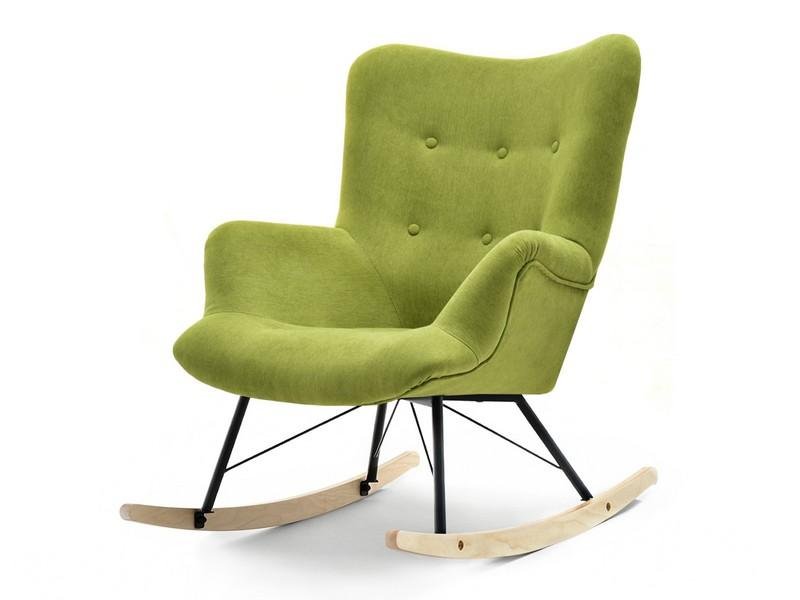 Designerski Fotel Bujany W Tkaninie Lauren Jasny Zielony Mech - Buk