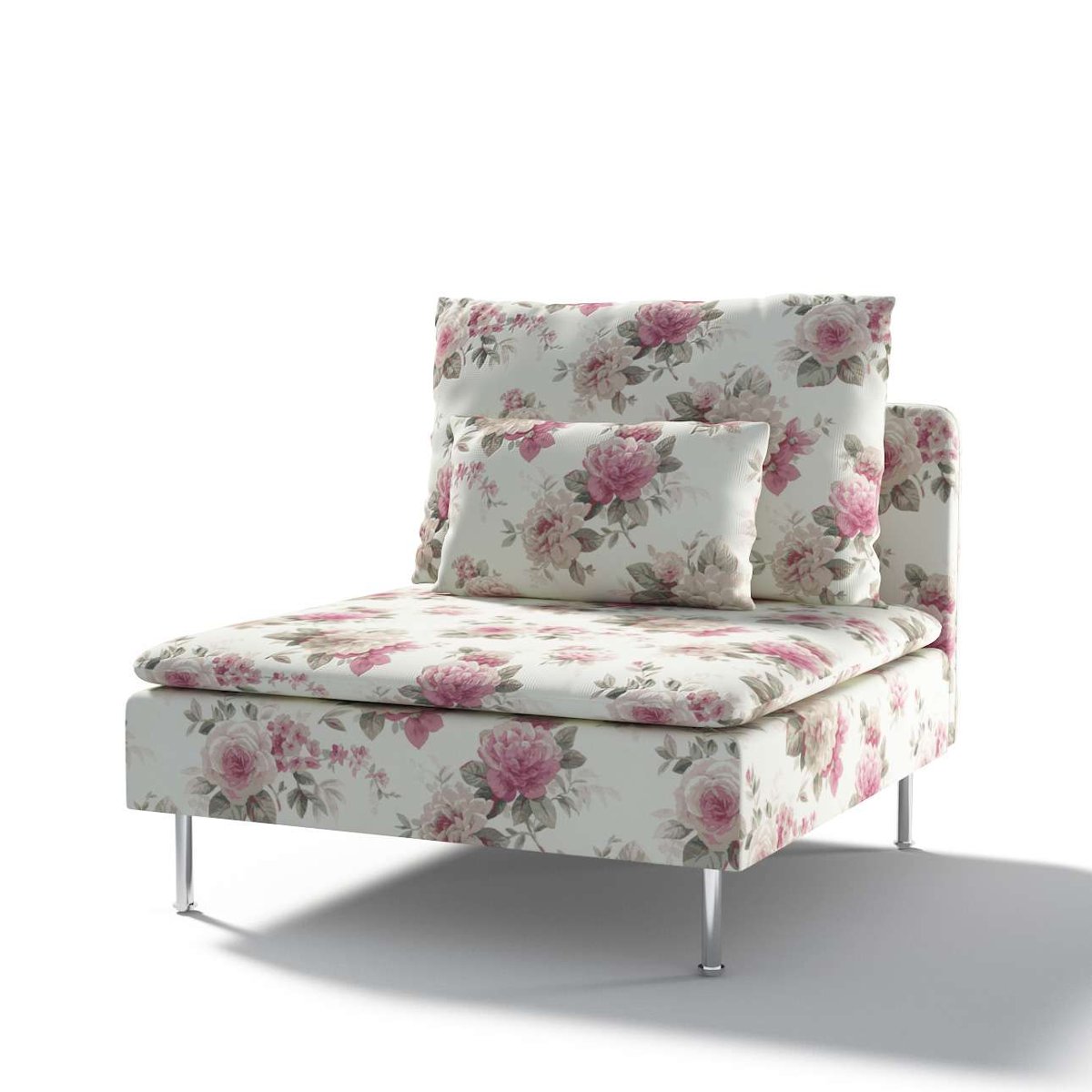 Dekoria pl pl Pokrowiec na moduł Söderhamn 1-osobowy różowo-beżowe róże na kremowym tle 93 x 99 x 83 cm Londres 1007-141-07