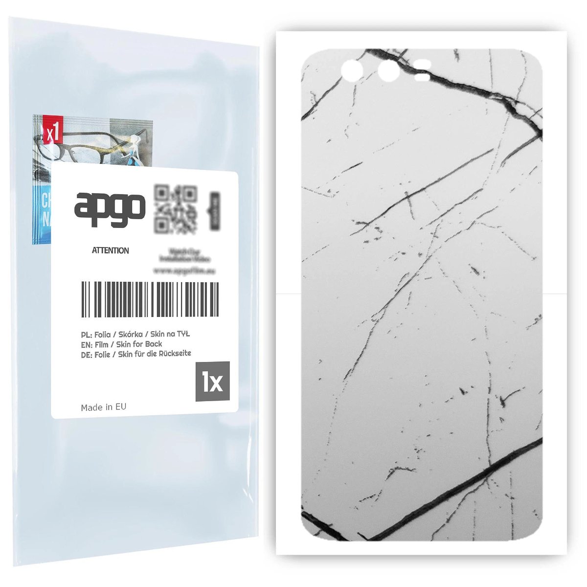 Folia naklejka skórka strukturalna na TYŁ do Honor 9 -  Marmur Biały - apgo SKINS
