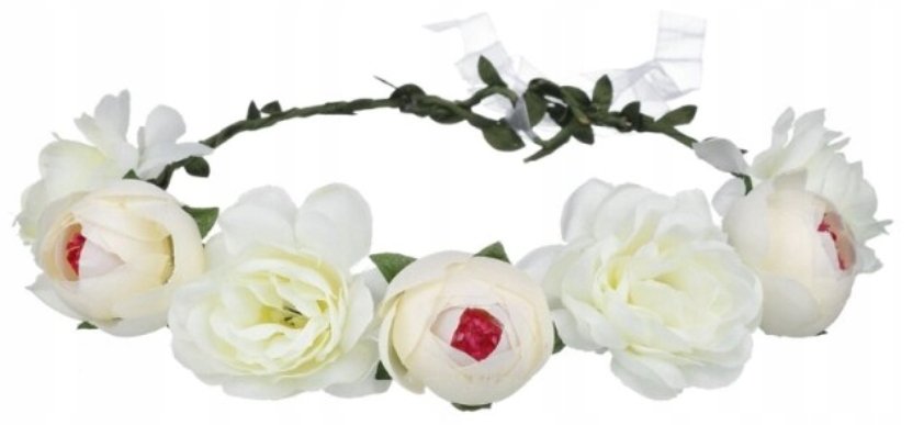 Opaska Wianek Na Głowę Boho Drucik Białe Kwiaty