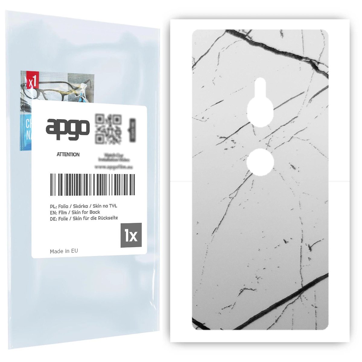 Folia naklejka skórka strukturalna na TYŁ do Sony Xperia XZ2 -  Marmur Biały - apgo SKINS