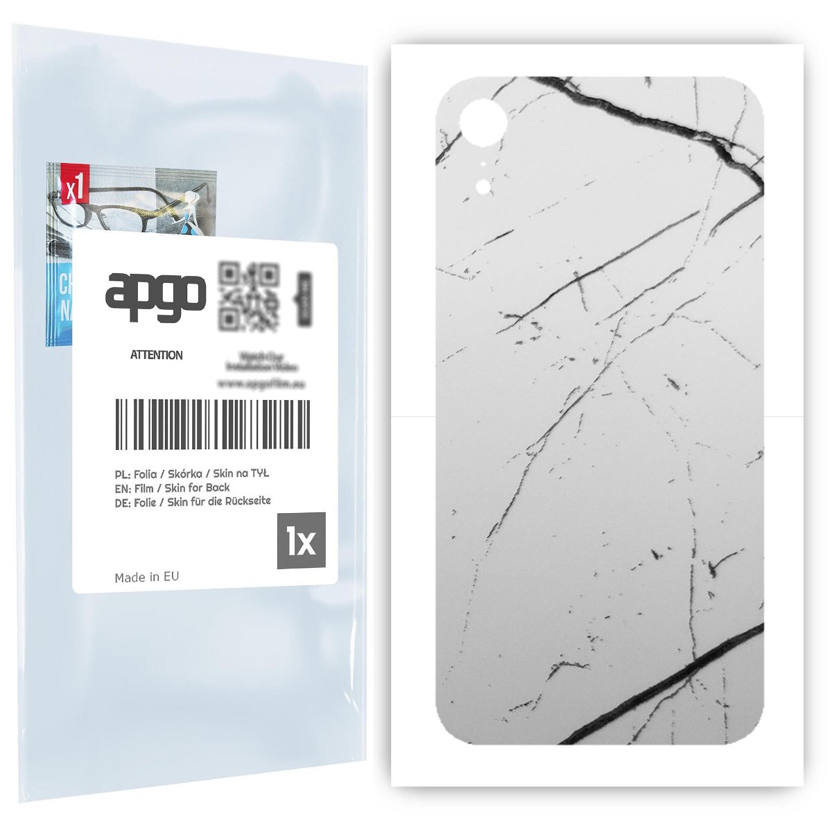 Folia naklejka skórka strukturalna na TYŁ do Apple iPhone XR -  Marmur Biały - apgo SKINS