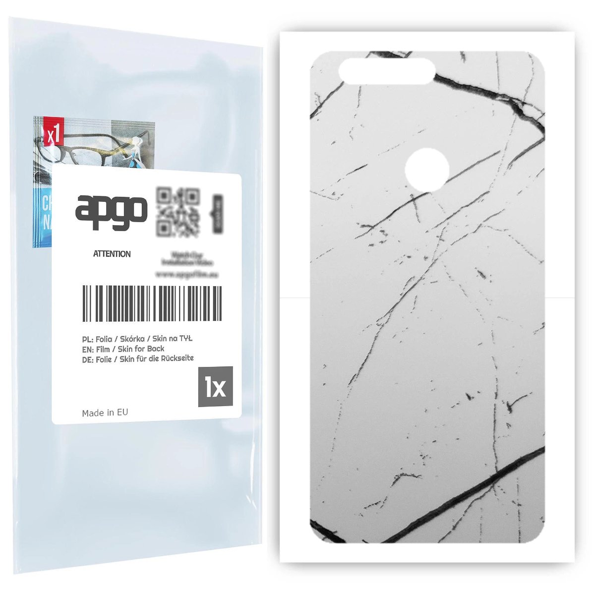 Folia naklejka skórka strukturalna na TYŁ do Honor 8 -  Marmur Biały - apgo SKINS