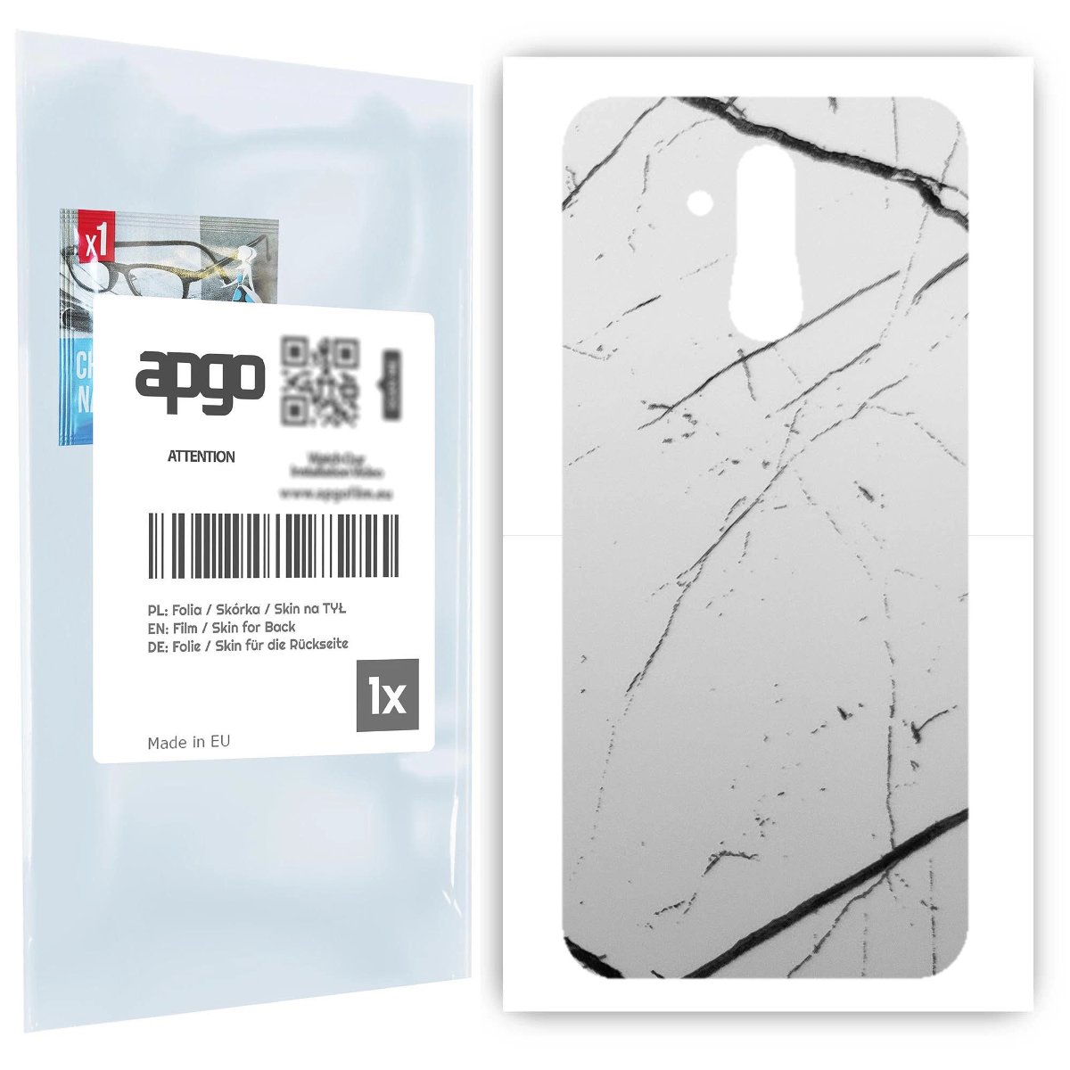 Folia naklejka skórka strukturalna na TYŁ do Huawei Mate 20 lite -  Marmur Biały - apgo SKINS