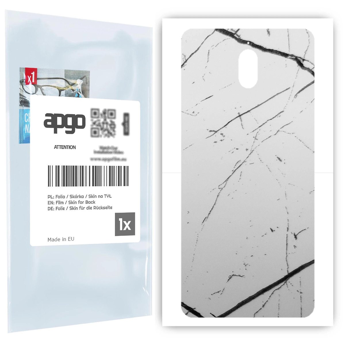 Folia naklejka skórka strukturalna na TYŁ do Nokia 3.1 -  Marmur Biały - apgo SKINS
