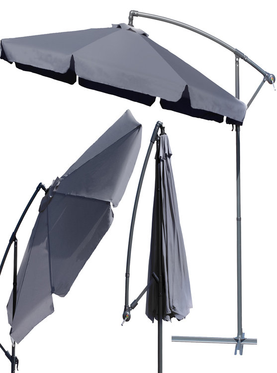 Parasol Ogrodowy Na Taras 350 cm Szary