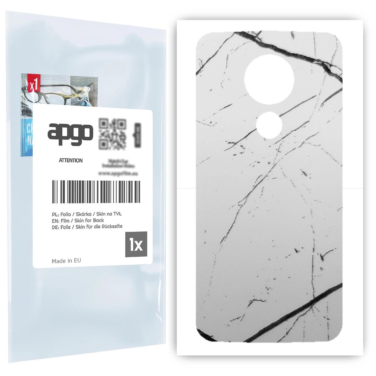 Folia naklejka skórka strukturalna na TYŁ do Motorola Moto G7 Power -  Marmur Biały - apgo SKINS