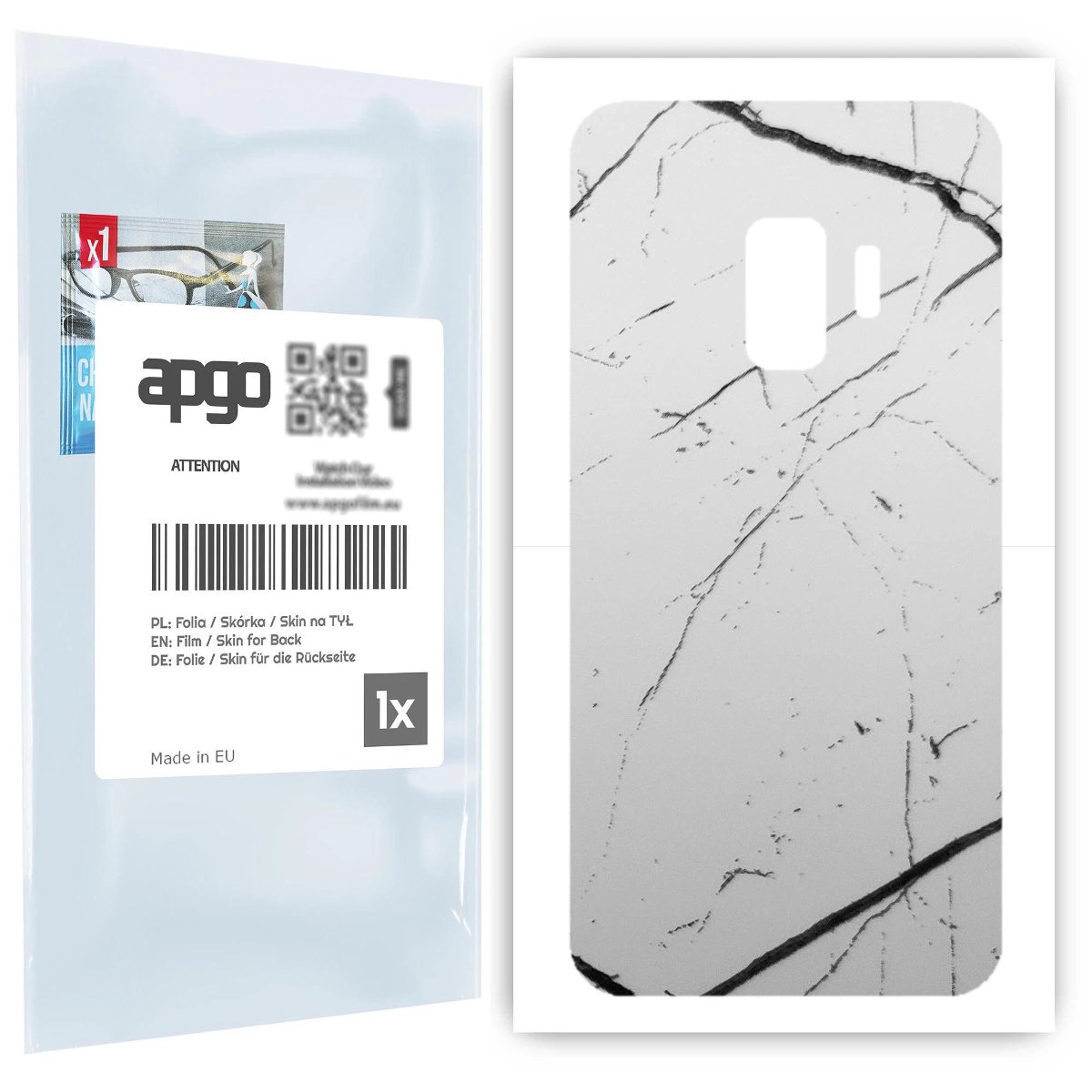 Folia naklejka skórka strukturalna na TYŁ do Samsung Galaxy S9 -  Marmur Biały - apgo SKINS