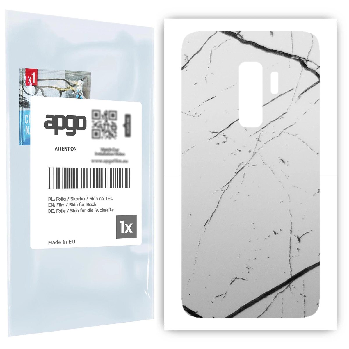 Folia naklejka skórka strukturalna na TYŁ do Samsung Galaxy S9+ -  Marmur Biały - apgo SKINS