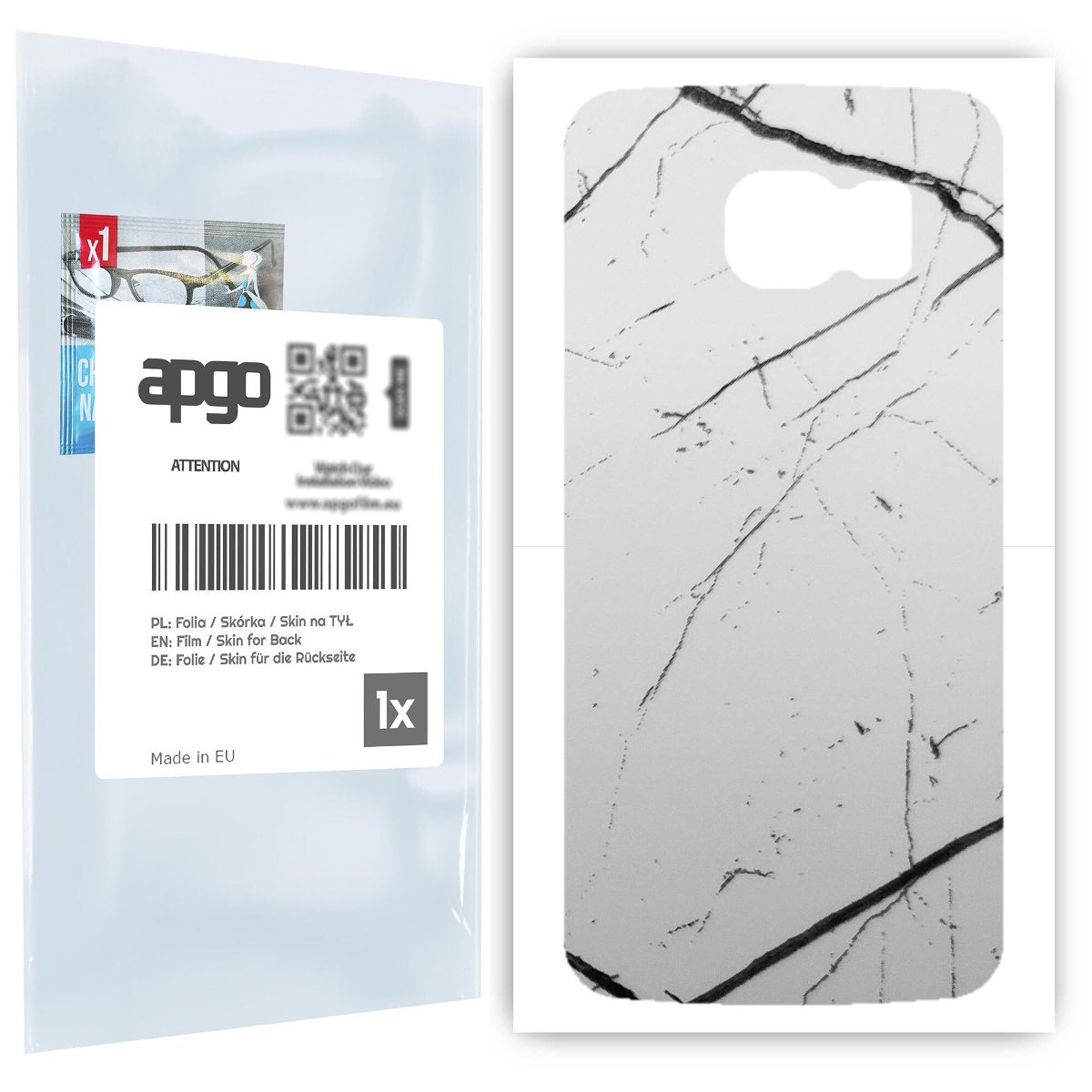 Folia naklejka skórka strukturalna na TYŁ do Samsung Galaxy S6 G920 -  Marmur Biały - apgo SKINS