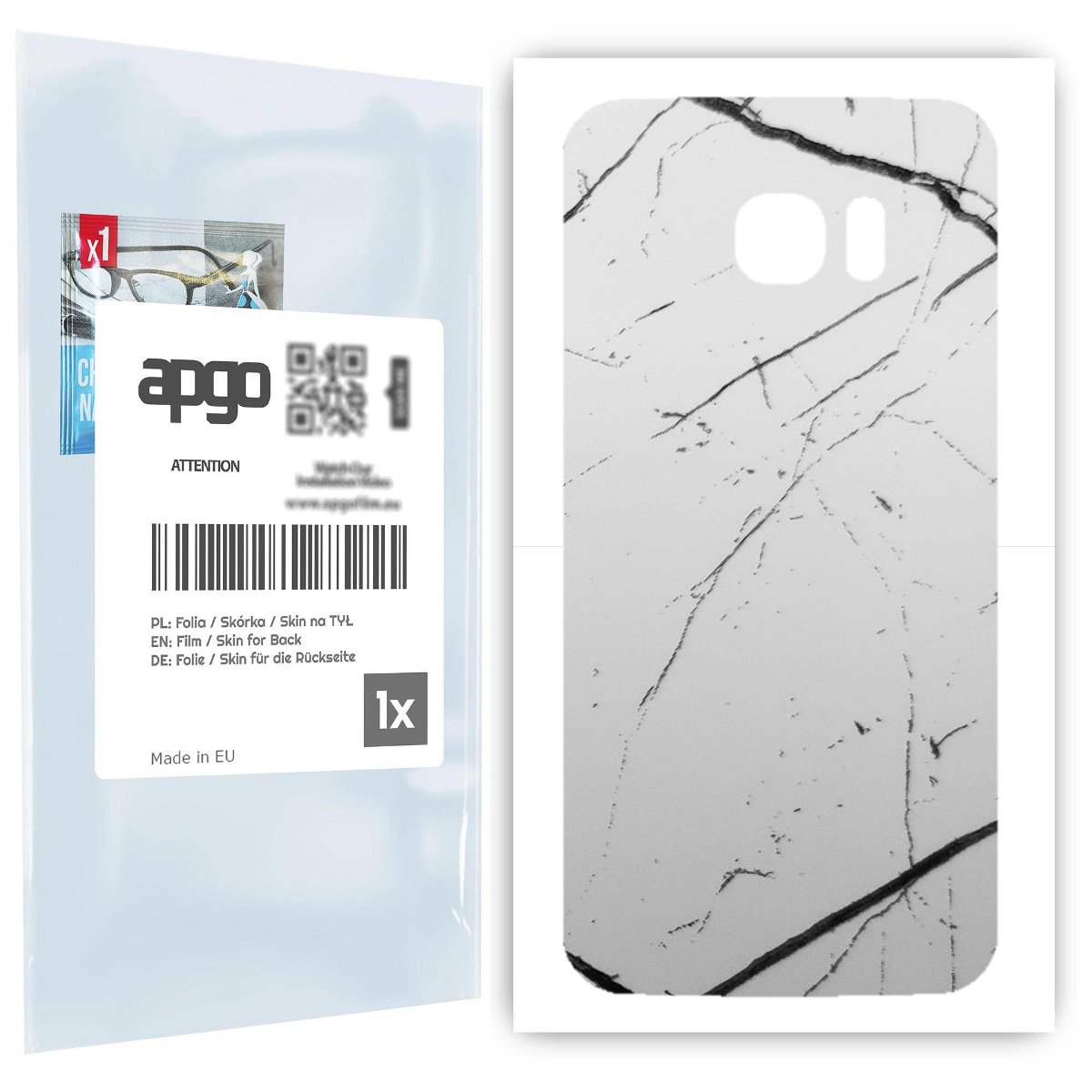 Folia naklejka skórka strukturalna na TYŁ do Samsung Galaxy S7 edge -  Marmur Biały - apgo SKINS