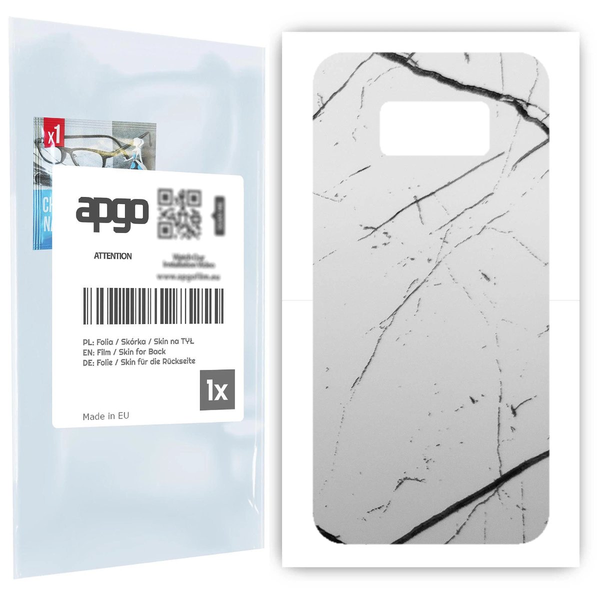 Folia naklejka skórka strukturalna na TYŁ do Samsung Galaxy S8 -  Marmur Biały - apgo SKINS