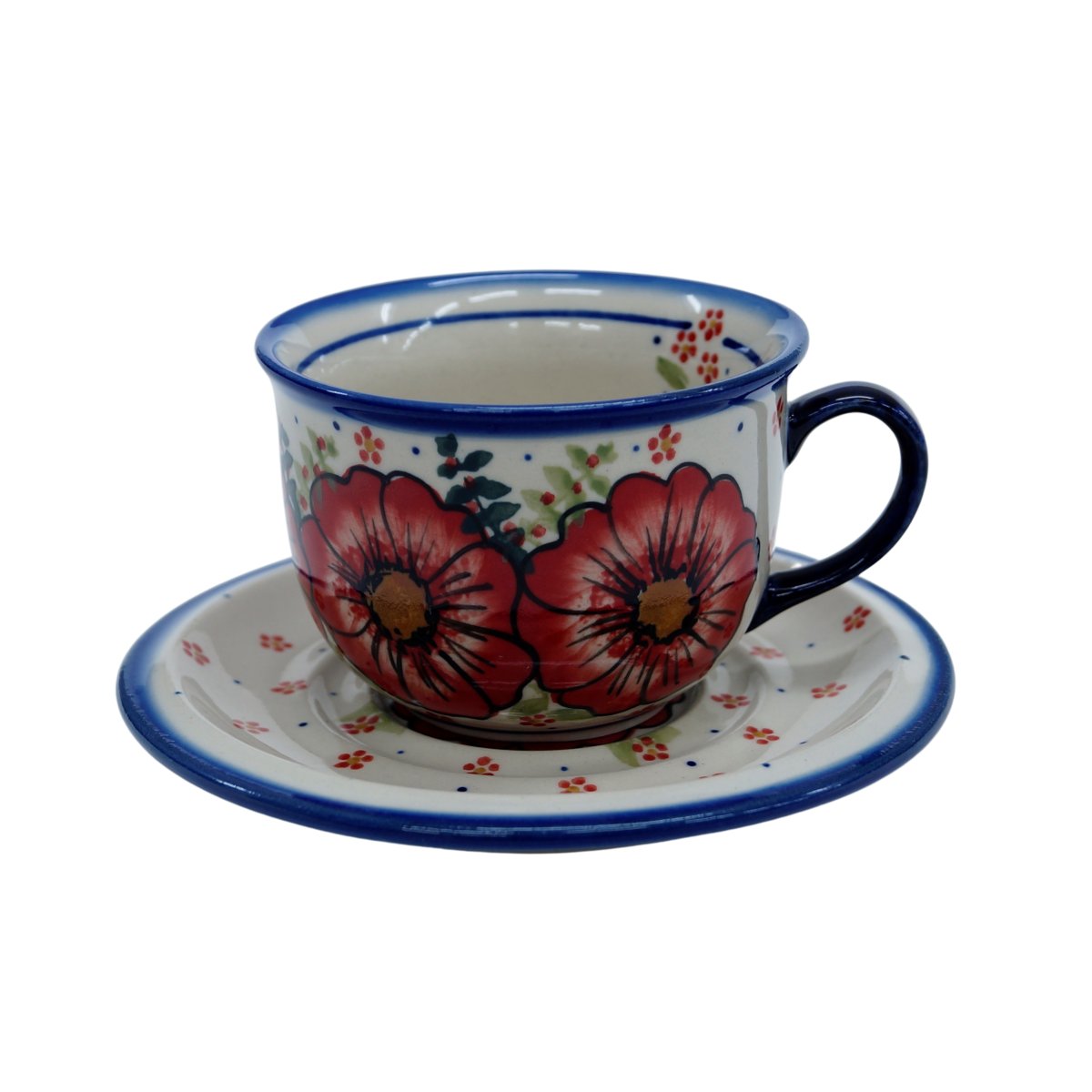 Ceramiczna filiżanka i spodek Ceramika Bolesławiec