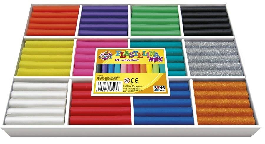 Plastelina 120 wałeczków 12kol.,Koma Plast