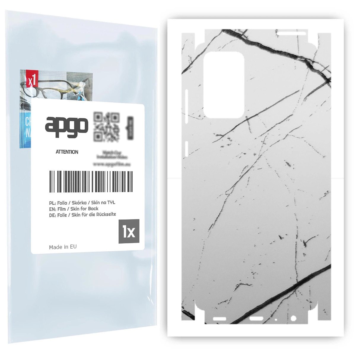 Folia naklejka skórka strukturalna na TYŁ+BOKI do Samsung Galaxy A72 -  Marmur Biały - apgo SKINS