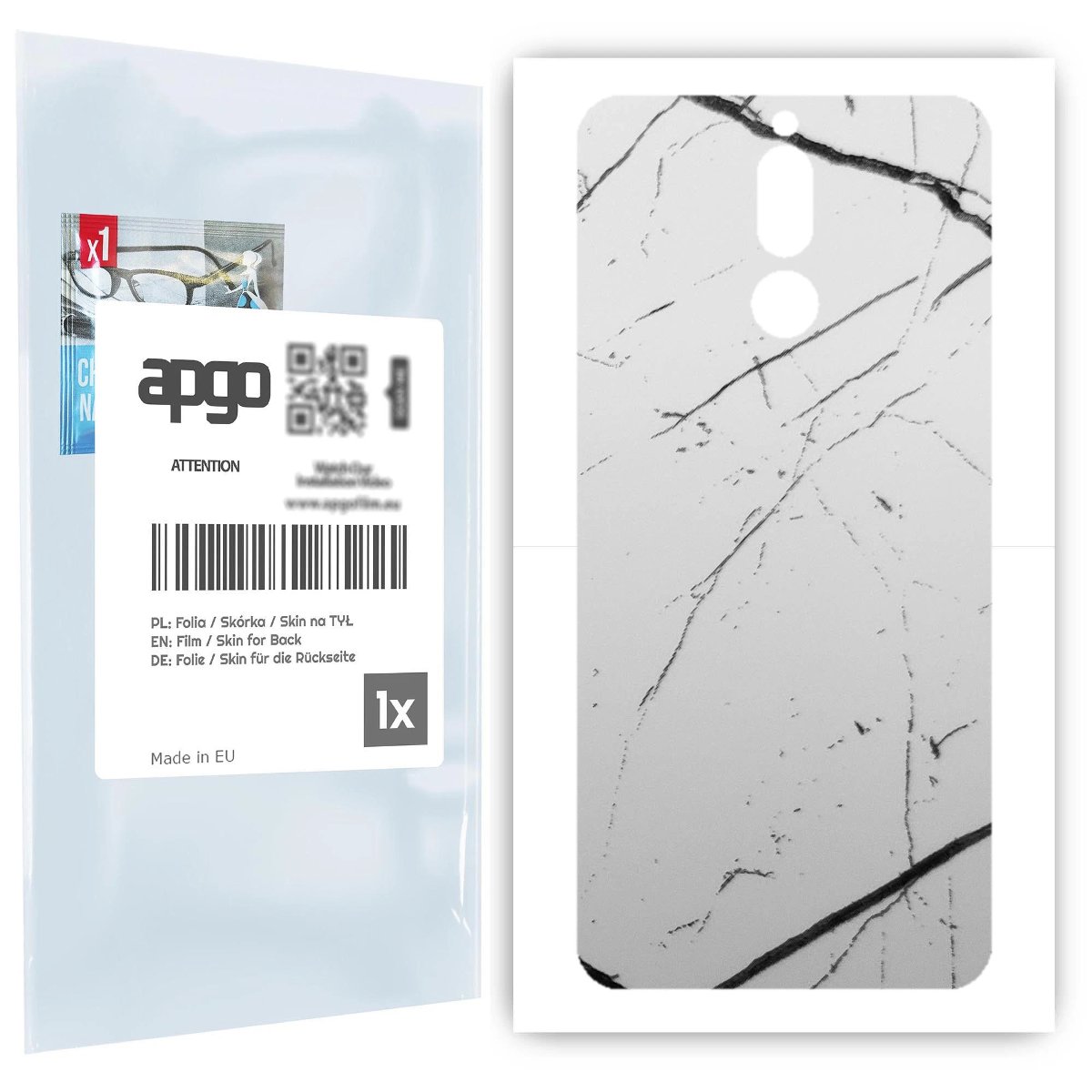 Folia naklejka skórka strukturalna na TYŁ do Huawei Mate 10 Lite -  Marmur Biały - apgo SKINS